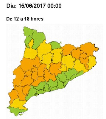 Mapa de l'onada de calor per dijous