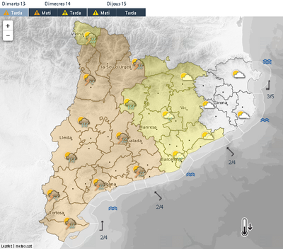 Mapa del Servei Meteorològic de Catalunya