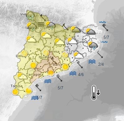 Previsió meteorològica per divendres (Font: SMC)