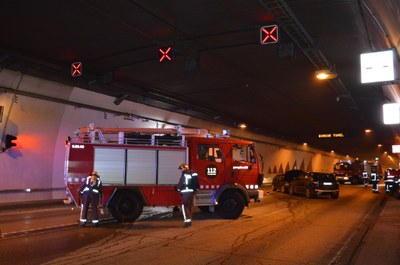 Simulacre d'accident al Túnel de Vielha (Foto: Ministeri de Foment)