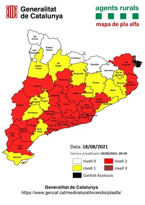 Mapa del risc d'incendis a Catalunya
