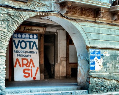 Pancarta 'Redreçament i Progrés'