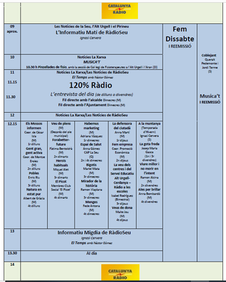 Programació RàdioSeu 2022-2023 - Matí-migdia