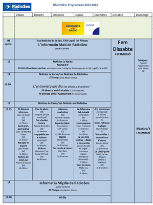 Programació 2023-2024 de RàdioSeu - Graella matí