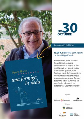 Ramon Besora presenta a la Seu d'Urgell l'antologia literària 'Una formiga hi neda'