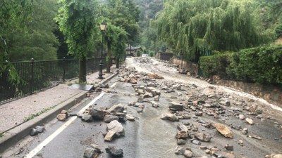 La carretera CG-6, afectada per un desbordament aquest dimarts (Foto: Govern d'Andorra)
