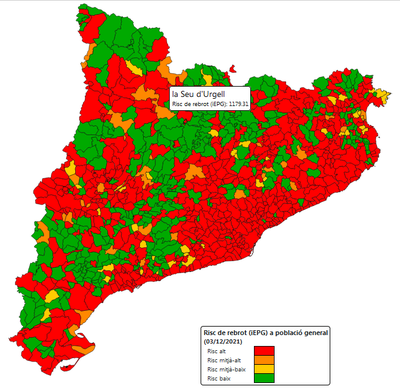 Risc de rebrot actual a la Seu d'Urgell i a la resta de municipis de Catalunya (Dep. Salut)