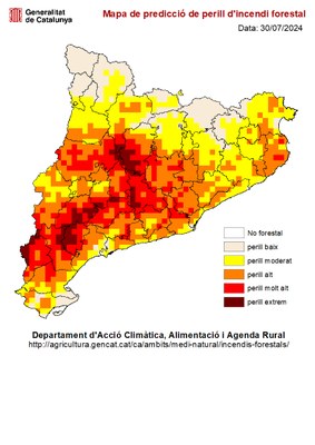 Mapa actual de risc d'incendis (Agents Rurals)