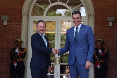 Trobada entre Pedro Sánchez i Xavier Espot (Fotos: La Moncloa)