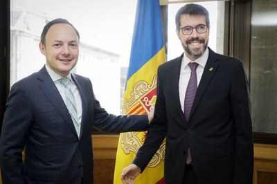 Reunió entre Albert Batalla i Xavier Espot (Foto: Govern d'Andorra)