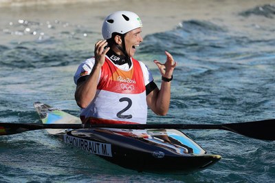 Maialen Chourraut celebra la victòria (Rio 2016)