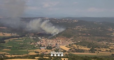 Incendi a prop del nucli urbà de Ponts, aquest diumenge (Foto: Bombers Generalitat)