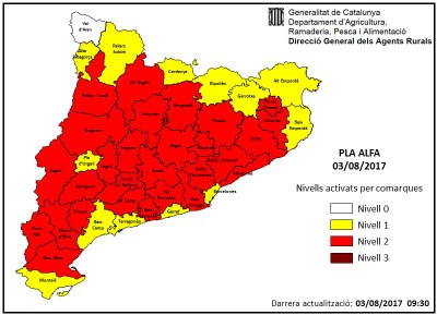 Mapa del Pla Alfa de risc d'incendis