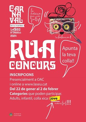 Inscripcions per a la rua i concurs de Carnaval a la Seu