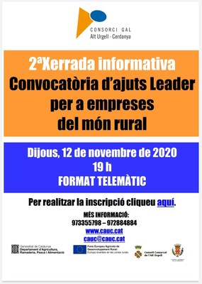Xerrada informativa telemàtica sobre els ajuts Leader Alt Urgell-Cerdanya