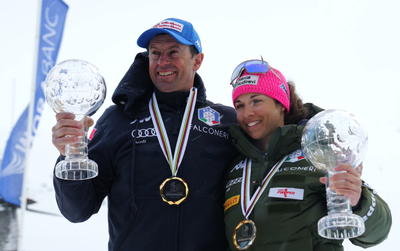 Simone Origone i Valentina Greggio, campions de la Copa del Món d'esquí de velocitat a Grandvalira (Imatge: Inforplanet)