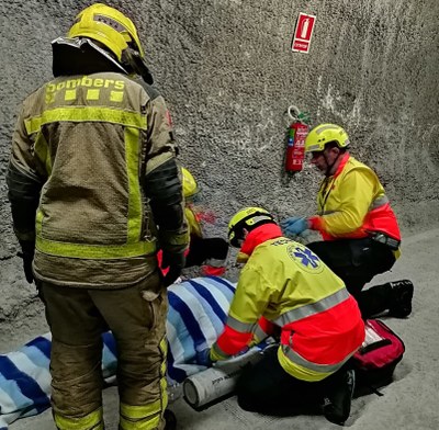 Simulacre de l'accident de trànsit al túnel del Cadí (Foto: Protecció Civil)