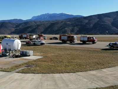 Simulacre d'accident aeri a l'Aeroport d'Andorra-La Seu d'Urgell (Foto: Protecció Civil)