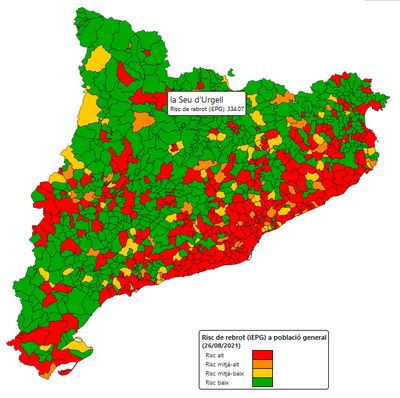 Risc de rebrot actual a la Seu d'Urgell i a la resta de municipis de Catalunya (Departament de Salut)