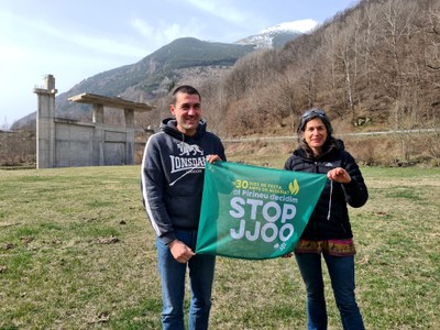 Roda de premsa de la plataforma Stop JJOO a Espui (Foto: ACN)