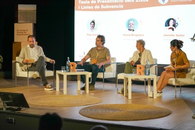 Taula rodona amb l’alcalde de la Vansa i Fórnols, Pep Camps; l’alcaldessa de la Vall de Boí, Sònia Bruguera, i l’alcaldessa d’Almatret, Jennifer Nadal (Foto: Diputació de Lleida)