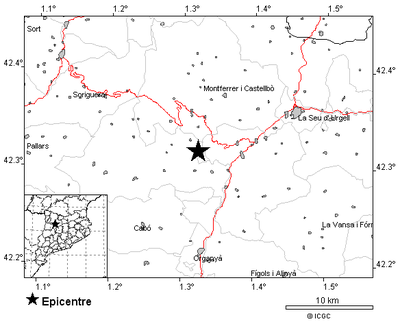 Terratrèmol a l'Alt Urgell de 2,4 a l'escala de Richter