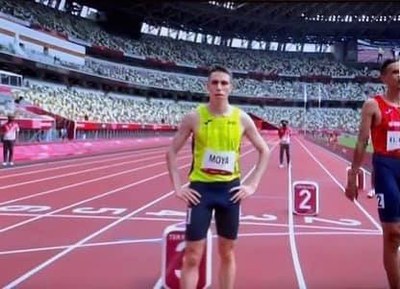 Pol Moya, a l'Estadi Olímpic de Tòquio (Imatge (Fed. Andorrana d'Atletisme)