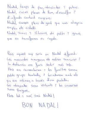 Guanyador absolut del Concurs de Nadales de l'Alt Urgell - Poesia (Sara Graell, La Salle La Seu)