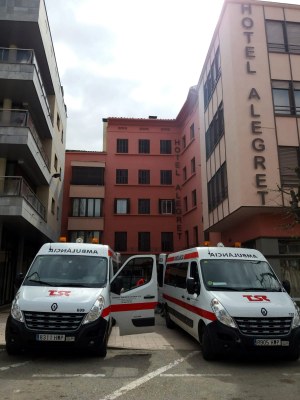 Preparació de l'Hotel Alegret perquè aculli provisionalment pacients de llarga estada (Foto: Aj. Tremp)