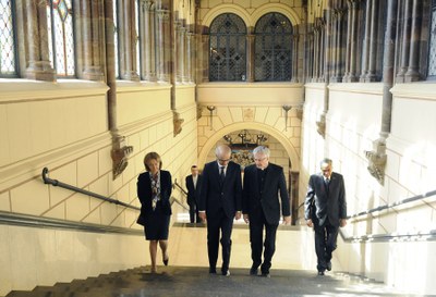 Antoni Martí, amb Joan-Enric Vives al Palau Episcopal (Foto: Govern d'Andorra)