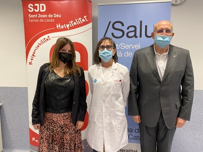 Integrants de la taula de benvinguda:  Vanessa Pera, Teresa Montanuy i Felip Benavent (Foto: Salut Alt Pirineu i Aran)  