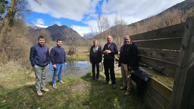 Visita del secretari de Transició Ecològica, Jordi Sargatal, acompanyat del director del Parc Natural de l’Alt Pirineu, Marc Garriga, i els alcaldes de la Guingueta d'Àneu i Esterri d'Àneu, al Pla de Salito (Foto: Gencat)