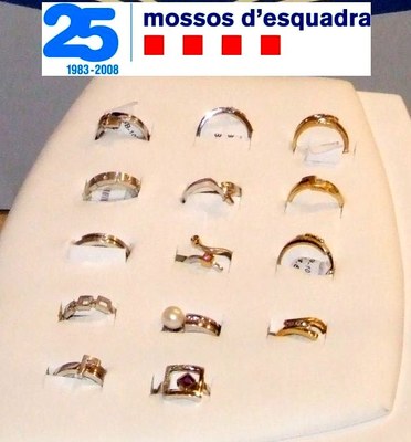 Joies recuperades pels Mossos d'Esquadra