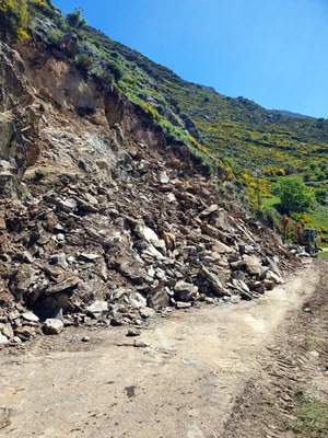 Esllavissada a la carretera que porta a Burgo i Lladorre (Foto: Diputació de Lleida)