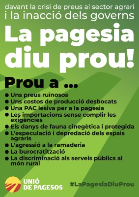 Mobilitzacions d'Unió de Pagesos aquest dijous a la Seu, Lleida i Vic