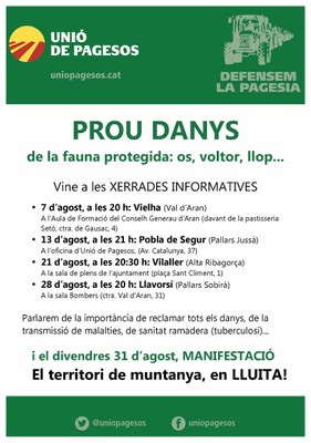 Campanya 'Prou danys de la fauna protegida' (Unió de Pagesos)