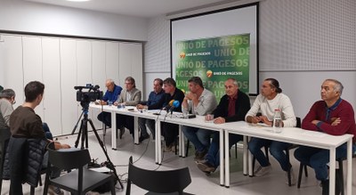 Roda de premsa d'Unió de Pagesos, a Lleida, per alertar de l'expansió de la vespa asiàtica (Foto: UP)