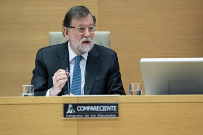 Mariano Rajoy, durant la seva recent intervenció a la comissió de l''Operació Catalunya' al Congrés espanyol (Foto: ACN)
