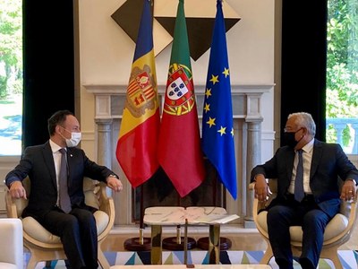 Reunió de Xavier Espot amb el primer ministre portuguès António Costa, a Lisboa (Foto: Govern d'Andorra)