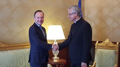 Reunió entre Xavier Espot i Joan-Enric Vives (Foto: Bisbat d'Urgell)