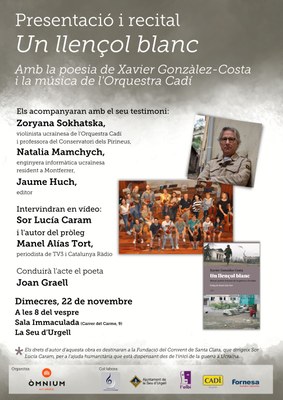 Presentació i recital poètic d''Un llençol blanc', de Xavier González-Costa, a la Seu