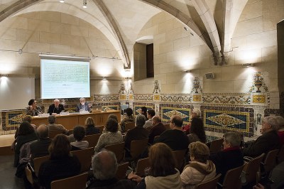 Xerrada sobre Joaquim Miret i Sans  (Foto: Oriol Miralles Castelló. Tècnic d'Imatge i Digitalització de la Biblioteca de Catalunya)